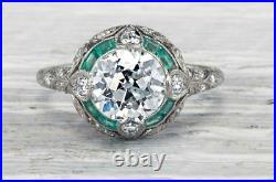 Art Deco Vintage 2.45Ct Round Cut Lab-Created Diamond Antique Engagement Ring
