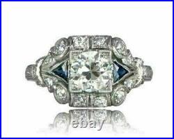 Art Deco Vintage 2.50 Ct Simulated Diamond Engagement 14K White Gold Finish Ring