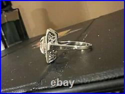 Art Deco Vintage 2.75 Ct White Diamond Engagement Ring In 14K White Gold Finish
