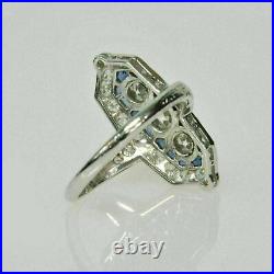 Art Deco Vintage 2.85 Ct Diamond Rare Design Engagement 14K White Gold FN Ring