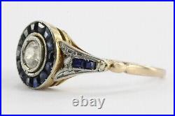 Art Deco Vintage 2 Ct Round Cut Created Diamond Sapphire Wedding Ring 925 Silver