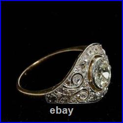 Art Deco Vintage 2Ct Moissanite Antique Engagement 14k White Gold Finish Ring
