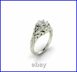 Art Deco Vintage 3.00Ct White Round Lab-Created Diamond Engagement Wedding Ring