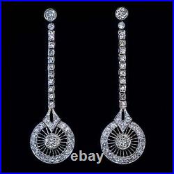 Art Deco Vintage 3.12CT Old European Cut Cubic Zirconia Drop Dangle Fine Earring