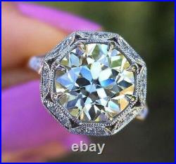Art Deco Vintage 3.75Ct Round Cut Lab-Created Diamond Antique Engagement Rings
