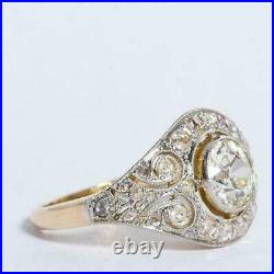 Art Deco Vintage 3 CT Round Diamond 14K 2-Tone Gold Finish Antique Wedding Ring