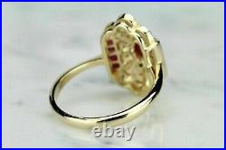 Art Deco Vintage 3Ct Marquise Simulated Ruby Wedding Ring 14k Yellow Gold Plated