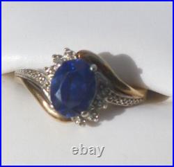 Art Deco Vintage 3Ct Oval Cut Blue Sapphire Women CZ Ring 14K Yellow Gold Plated