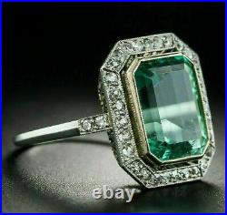 Art Deco Vintage 4.35Ct Emerald Cut Simulated Diamond Antique Engagement Rings