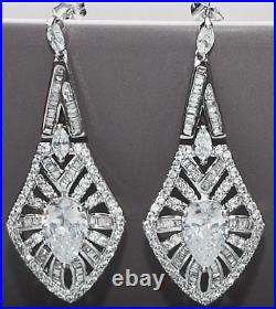 Art Deco Vintage 4.3CT Lab-Created Cubic Zirconia Amazing Cluster Women Earrings