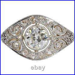 Art Deco Vintage 4.50. Ct Round Diamond 925 Sterling Silver Antique Wedding Ring