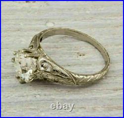 Art Deco Vintage Antique 2.80Ct White Round Cut Diamond Engagement Silver Ring