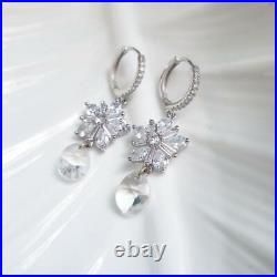 Art Deco Vintage Bridal Drop Dangel Women's Earrings in 935 Argentium Silver