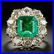 Art Deco Vintage Cluster Ring 14k Yellow Gold Plated 2.6Ct Emerald Simulated