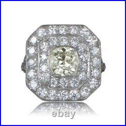 Art Deco Vintage Cushion Cut Double Halo 1.60 CT Moissanite 925 Sterling Silver