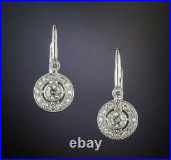 Art Deco Vintage Dangle Earrings 14K White Gold Plated 2 Ct Lab Created Diamond