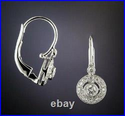 Art Deco Vintage Dangle Earrings 14K White Gold Plated 2 Ct Lab Created Diamond