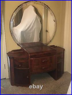 Art Deco Vintage Dressing Table or Vanity & Mirror