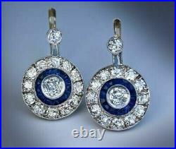 Art Deco Vintage Drop Earrings 2CT Simulated Diamond In 14K Yellow Gold Plated