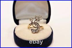 Art Deco Vintage Engagement Ring 1.8 Ct Simulated Diamond 14K Yellow Gold Plated