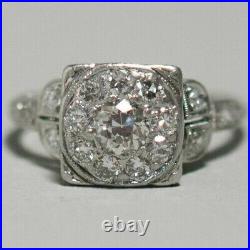 Art Deco Vintage Engagement Ring 14K White Gold FN 2CT Round Lab Created Diamond
