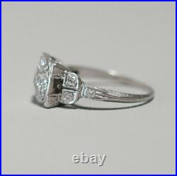 Art Deco Vintage Engagement Ring 14K White Gold FN 2CT Round Lab Created Diamond