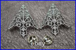 Art Deco Vintage Gothic Triangle Unique Collar Tips In Real 935 Argentium Silver