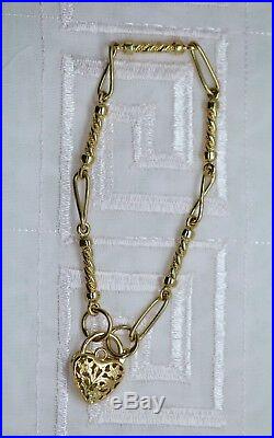 Art Deco Vintage Jewelry Bracelet with Heart Padlock Antique Jewellery