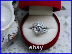 Art Deco Vintage Jewelry Ring White Sapphires Antique Jewellery Size J1/2