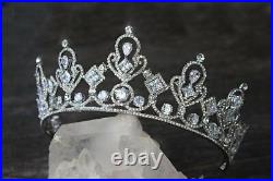 Art Deco Vintage Look Multi Shape 48.77 Carat Cubic Zirconia Royal Crown Tiara