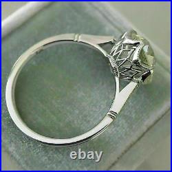 Art Deco Vintage Milgrain Engagement Ring 2.03 Ct Round Diamond 14K White Gold