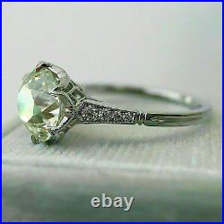 Art Deco Vintage Milgrain Wedding Ring 2.01 Ct Round Diamond 14K White Gold Over