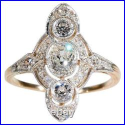 Art Deco Vintage Oval Cut White Diamond Antique Engagement Ring 925 Silver jHu5