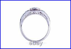 Art Deco Vintage Pink Sapphire 2.50 Ct Diamond Engagement 14K White Gold FN Ring
