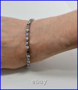 Art Deco Vintage Purple Amethyst & White CZ 935 Silver Women's Gorgeous Bracelet