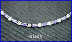 Art Deco Vintage Purple Amethyst & White CZ 935 Silver Women's Gorgeous Bracelet