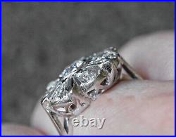 Art Deco Vintage Ring For Women 14K White Gold 0.76CT Round Cut Moissanite