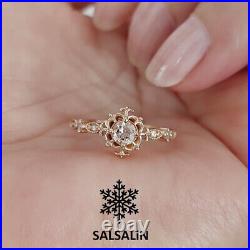 Art Deco Vintage Rings Oval Morganite & Diamond Engagement Ring 14K Rose Gold