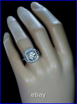 Art Deco Vintage Round Cut 3.35 CT Lab Created Diamond 925 Silver Wedding Ring
