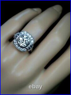 Art Deco Vintage Round Cut 3.35 CT Lab Created Diamond 925 Silver Wedding Ring