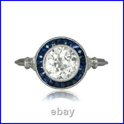 Art Deco Vintage Round Cut Diamond Antique Engagement Ring 925 Silver