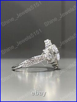 Art Deco Vintage Round Lab Created Diamond Moon Goddes 925 Silver Wedding Ring