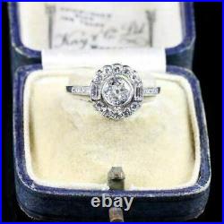 Art Deco Vintage Silver White Gold FN Round Cut 4.75 CT Moissanite Wedding Ring