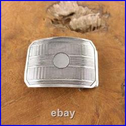 Art Deco Vintage Stripe Pattern Men's Belt Buckle IN Solid 935 Argentium Silver