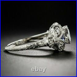 Art Deco Vintage Style 2.10Ct Round VVS1 Moissanite Engagement 925 Silver Ring