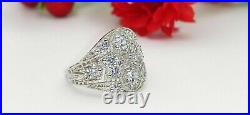Art Deco Vintage Style 2.25 Ct Lab Diamond Engagement 14K White Gold Finish Ring