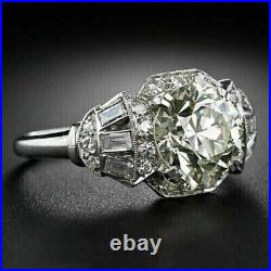 Art Deco Vintage Style 3.25 Ct Round Cut Lab Created Diamond 925 Silver Ring