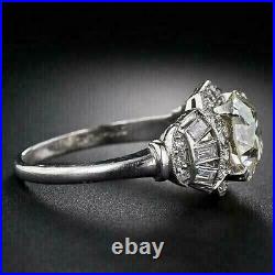 Art Deco Vintage Style 3.25 Ct Round Cut Lab Created Diamond 925 Silver Ring