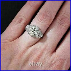 Art Deco Vintage Style 3.25 Ct Round Cut Lab Created Diamond 925 Silver Ring