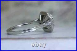 Art Deco Vintage Style 3Ct Lab Created Diamond Engagement 14k White Gold FN Ring